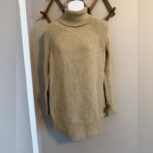 Roots Beige Chunky Knit Turtleneck Tunic Sweater Size M